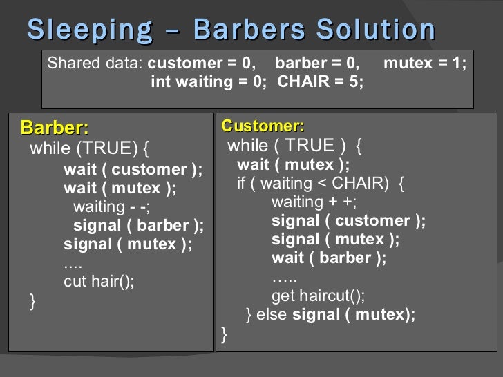sleeping barber problem java sleeping barber problem with multiple barbers